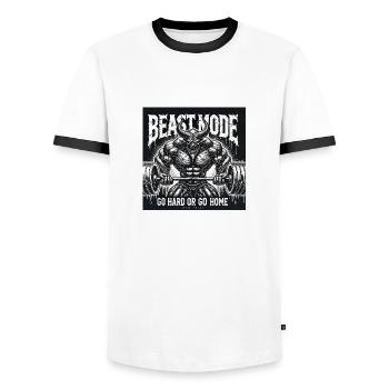 Mode logo - T-shirt contrasté Homme - blanc/noir - Devant - AI Model Female 172 light (172cm) & AI Model Male 178 dark (178cm)