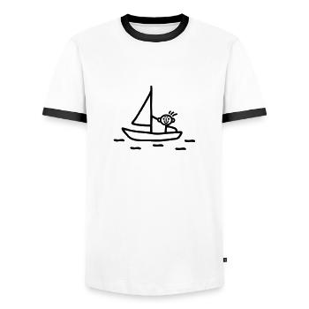 Sail stick figure - Men's Ringer Shirt - white/black - Front - AI Model Female 172 light (172cm) & AI Model Male 178 dark (178cm)
