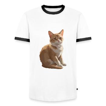 Cute Cat - Pet Cat Design - Männer Kontrast-T-Shirt - Weiß/Schwarz - Vorne - AI Model Female 172 light (172cm) & AI Model Male 178 dark (178cm)