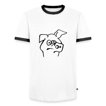 Blöde Sau - Männer Kontrast-T-Shirt - Weiß/Schwarz - Vorne - AI Model Female 172 light (172cm) & AI Model Male 178 dark (178cm)