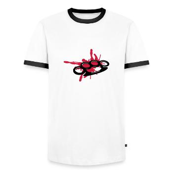 Blood - Men's Ringer Shirt - white/black - Front - AI Model Female 172 light (172cm) & AI Model Male 178 dark (178cm)