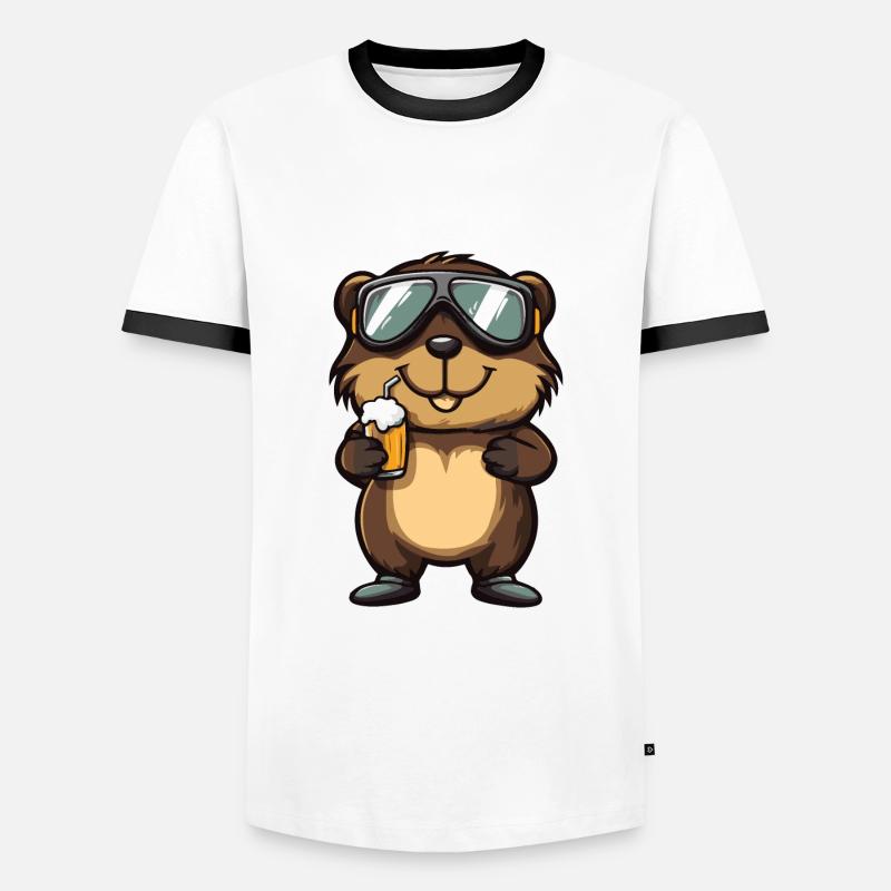 Biber Ski Bier - Männer Kontrast-T-Shirt - Weiß/Schwarz