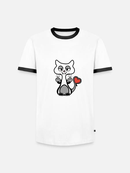 Fuck You Kätzchen - Männer Kontrast-T-Shirt - Weiß/Schwarz
