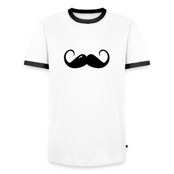Curly moustache - Men's Ringer Shirt - white/black - Front - AI Model Female 172 light (172cm) & AI Model Male 178 dark (178cm)