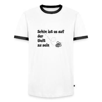 Biene schön ist es auf der Welt zu sein - Männer Kontrast-T-Shirt - Weiß/Schwarz - Vorne - AI Model Female 172 light (172cm) & AI Model Male 178 dark (178cm)