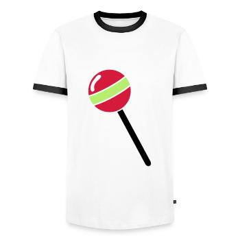Lutscher, Lolli, Lollipop - Men's Ringer Shirt - white/black - Front - AI Model Female 172 light (172cm) & AI Model Male 178 dark (178cm)