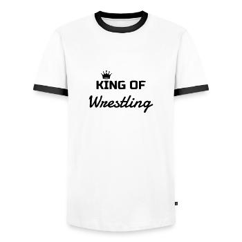 Wrestling - Wrestler - Ringen - Sport - Lutte - Men's Ringer Shirt - white/black - Front - AI Model Female 172 light (172cm) & AI Model Male 178 dark (178cm)