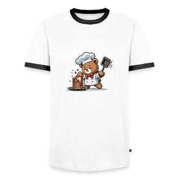 Crêpes de l’ours en peluche - T-shirt contrasté Homme - blanc/noir - Devant - AI Model Female 172 light (172cm) & AI Model Male 178 dark (178cm)