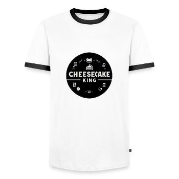 Cheesecake King 6 - T-shirt contrasté Homme - blanc/noir - Devant - AI Model Female 172 light (172cm) & AI Model Male 178 dark (178cm)