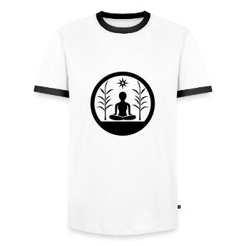Relaxation - Men's Ringer Shirt - white/black - Front - AI Model Female 172 light (172cm) & AI Model Male 178 dark (178cm)