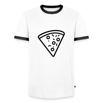 part de pizza - T-shirt contrasté Homme - blanc/noir - Devant - AI Model Female 172 light (172cm) & AI Model Male 178 dark (178cm)