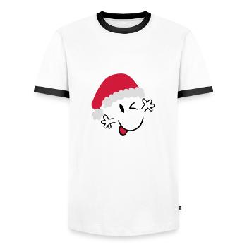 Santa Claus - Männer Kontrast-T-Shirt - Weiß/Schwarz - Vorne - AI Model Female 172 light (172cm) & AI Model Male 178 dark (178cm)