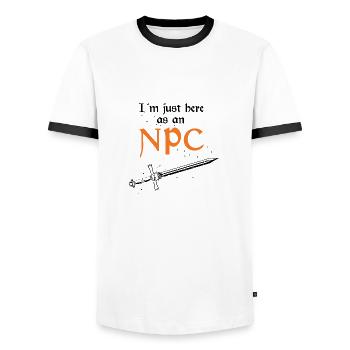Fantasy role-playing game quote for sword fighting - Men's Ringer Shirt - white/black - Front - AI Model Female 172 light (172cm) & AI Model Male 178 dark (178cm)