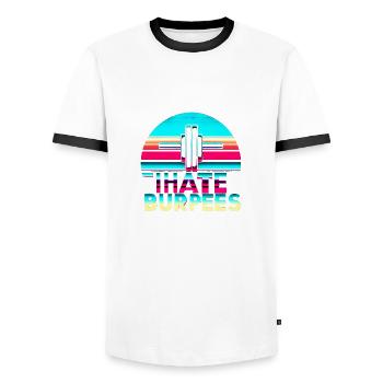 I Hate Burpees 9 - Men's Ringer Shirt - white/black - Front - AI Model Female 172 light (172cm) & AI Model Male 178 dark (178cm)