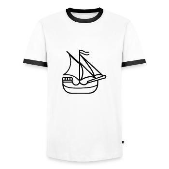 Bateau pirate - T-shirt contrasté Homme - blanc/noir - Devant - AI Model Female 172 light (172cm) & AI Model Male 178 dark (178cm)