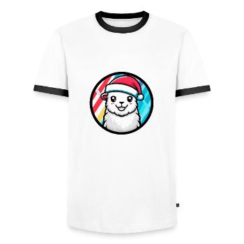 Alpaca Llama Christmas Animal - Men's Ringer Shirt - white/black - Front - AI Model Female 172 light (172cm) & AI Model Male 178 dark (178cm)