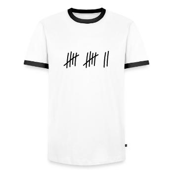 12 strokes / / 12 times / / Birthday / / gift - Men's Ringer Shirt - white/black - Front - AI Model Female 172 light (172cm) & AI Model Male 178 dark (178cm)