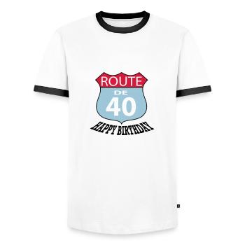Birthday Birthday Route 40 - Men's Ringer Shirt - white/black - Front - AI Model Female 172 light (172cm) & AI Model Male 178 dark (178cm)