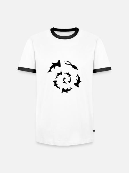 sharks 2 - Men's Ringer Shirt - white/black
