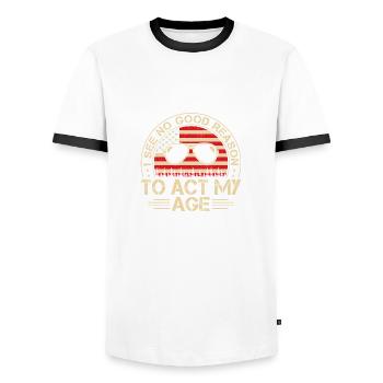 Vintage Act My Age Drôle de jeu de mots Humour adulte - T-shirt contrasté Homme - blanc/noir - Devant - AI Model Female 172 light (172cm) & AI Model Male 178 dark (178cm)