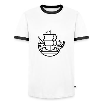 Pirate ship - Men's Ringer Shirt - white/black - Front - AI Model Female 172 light (172cm) & AI Model Male 178 dark (178cm)