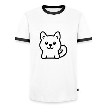 Hund - Männer Kontrast-T-Shirt - Weiß/Schwarz - Vorne - AI Model Female 172 light (172cm) & AI Model Male 178 dark (178cm)