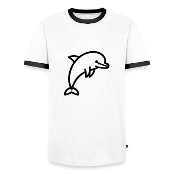 Delfin - Männer Kontrast-T-Shirt - Weiß/Schwarz - Vorne - AI Model Female 172 light (172cm) & AI Model Male 178 dark (178cm)