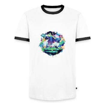Amelie_1 - Men's Ringer Shirt - white/black - Front - AI Model Female 172 light (172cm) & AI Model Male 178 dark (178cm)