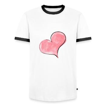 Heart Watercolor Pink - Men's Ringer Shirt - white/black - Front - AI Model Female 172 light (172cm) & AI Model Male 178 dark (178cm)