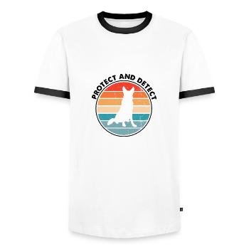 Design German Shepherd Police Design - Men's Ringer Shirt - white/black - Front - AI Model Female 172 light (172cm) & AI Model Male 178 dark (178cm)