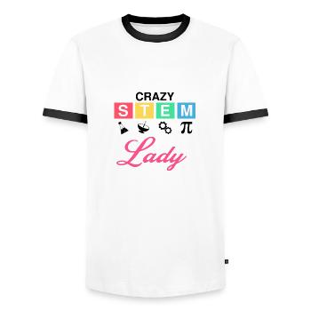 Steminist Science Design for Women Science - Men's Ringer Shirt - white/black - Front - AI Model Female 172 light (172cm) & AI Model Male 178 dark (178cm)