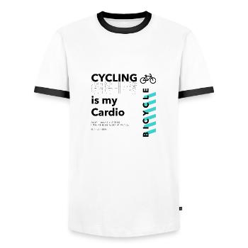 Le cyclisme comme vélo de cardio-training Mobility - T-shirt contrasté Homme - blanc/noir - Devant - AI Model Female 172 light (172cm) & AI Model Male 178 dark (178cm)