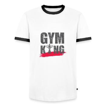 Bodybuilder Kraftsport Fitness Motiv - Männer Kontrast-T-Shirt - Weiß/Schwarz - Vorne - AI Model Female 172 light (172cm) & AI Model Male 178 dark (178cm)