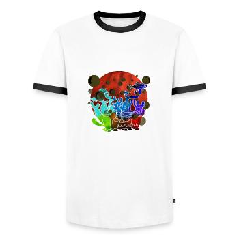 Récifs coralliens, environnement de plongée, - T-shirt contrasté Homme - blanc/noir - Devant - AI Model Female 172 light (172cm) & AI Model Male 178 dark (178cm)