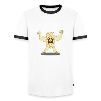 Muscles d'haltérophilie Waffle Gym - T-shirt contrasté Homme - blanc/noir - Devant - AI Model Female 172 light (172cm) & AI Model Male 178 dark (178cm)
