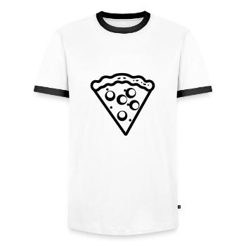 Pizza slice - Men's Ringer Shirt - white/black - Front - AI Model Female 172 light (172cm) & AI Model Male 178 dark (178cm)