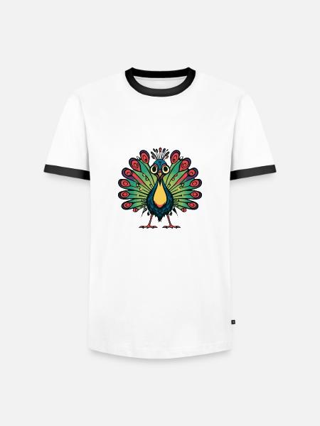 Peacock Bird Halloween Comic Funny - Men's Ringer Shirt - white/black