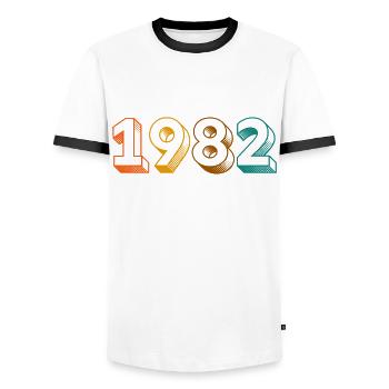 MILLÉSIME 1982 - T-shirt contrasté Homme - blanc/noir - Devant - AI Model Female 172 light (172cm) & AI Model Male 178 dark (178cm)