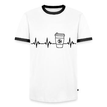 Kaffee Herzschlag - Männer Kontrast-T-Shirt - Weiß/Schwarz - Vorne - AI Model Female 172 light (172cm) & AI Model Male 178 dark (178cm)