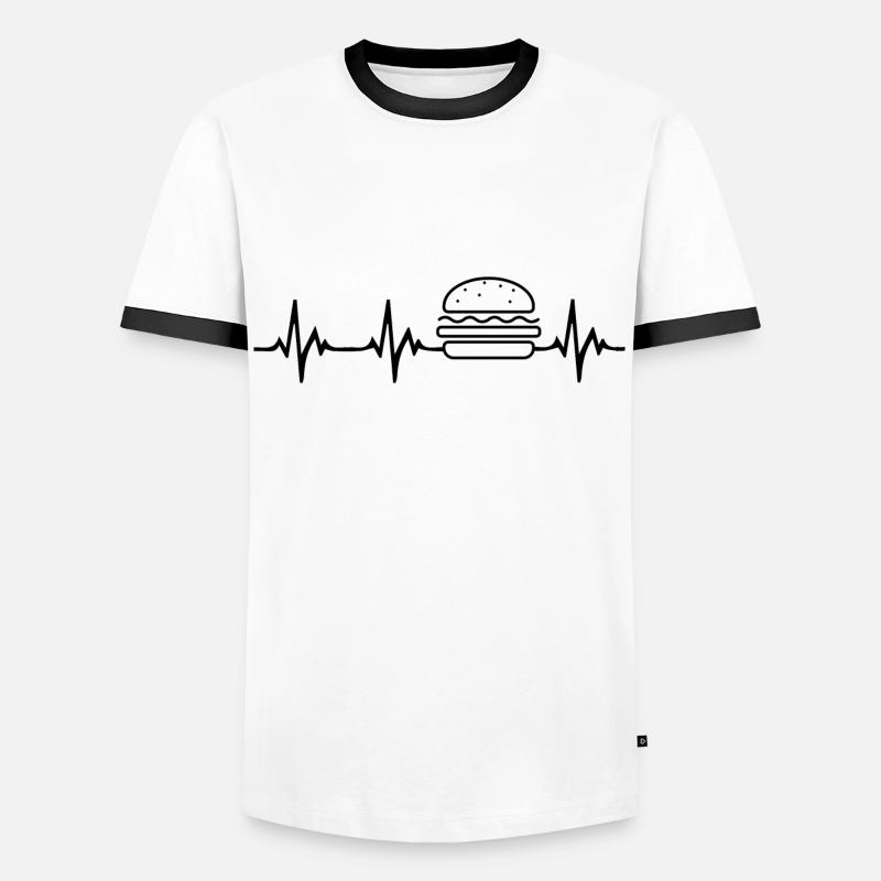 Burger Heartbeat - Men's Ringer Shirt - white/black