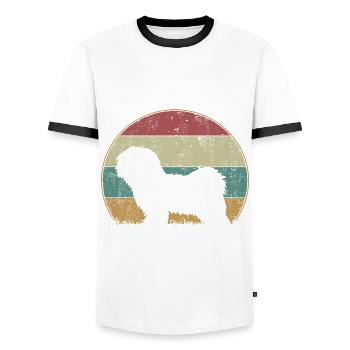 Havanese Dogs Dad Vintage Silhouette - Men's Ringer Shirt - white/black - Front - AI Model Female 172 light (172cm) & AI Model Male 178 dark (178cm)