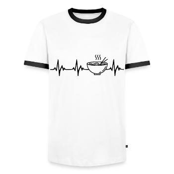 Ramen Herzschlag - Männer Kontrast-T-Shirt - Weiß/Schwarz - Vorne - AI Model Female 172 light (172cm) & AI Model Male 178 dark (178cm)