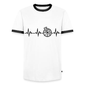 Pizza Heartbeat - Men's Ringer Shirt - white/black - Front - AI Model Female 172 light (172cm) & AI Model Male 178 dark (178cm)