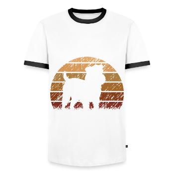 Brussels Griffon Hund Vintage Retro - Männer Kontrast-T-Shirt - Weiß/Schwarz - Vorne - AI Model Female 172 light (172cm) & AI Model Male 178 dark (178cm)