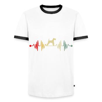 Drahthaar Foxterrier Herzschlag Retro - Männer Kontrast-T-Shirt - Weiß/Schwarz - Vorne - AI Model Female 172 light (172cm) & AI Model Male 178 dark (178cm)