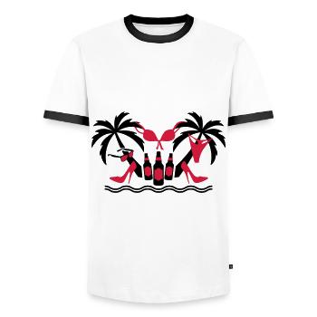 21 Palmen Bierflaschen Team Hangover Sex Spaß - Männer Kontrast-T-Shirt - Weiß/Schwarz - Vorne - AI Model Female 172 light (172cm) & AI Model Male 178 dark (178cm)