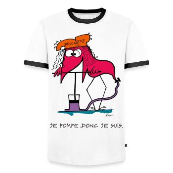 Je pompe donc je suis... - T-shirt contrasté Homme - blanc/noir - Devant - AI Model Female 172 light (172cm) & AI Model Male 178 dark (178cm)