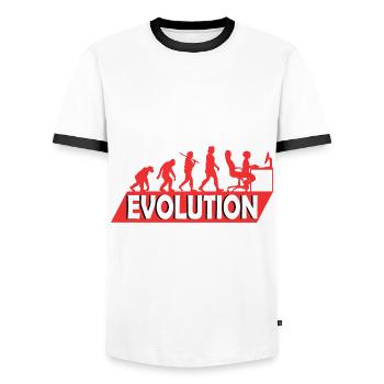Computer Nerd Programmer Evolution funny - Men's Ringer Shirt - white/black - Front - AI Model Female 172 light (172cm) & AI Model Male 178 dark (178cm)