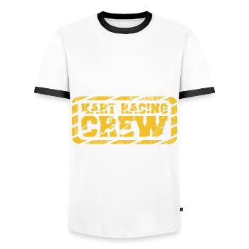Équipe Go Kart Driving Race Crew - T-shirt contrasté Homme - blanc/noir - Devant - AI Model Female 172 light (172cm) & AI Model Male 178 dark (178cm)
