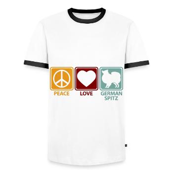 Allemand allemand Spitz Spitz Chien disant drôle - T-shirt contrasté Homme - blanc/noir - Devant - AI Model Female 172 light (172cm) & AI Model Male 178 dark (178cm)